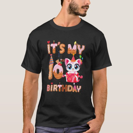私の10H誕生日ガールキャット誕生日10歳 Tシャツ (正面)