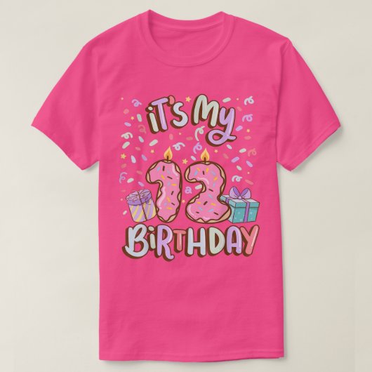 私の12お誕生日ケーキのドーナツ12歳のコンフェ Tシャツ (デザイン正面)
