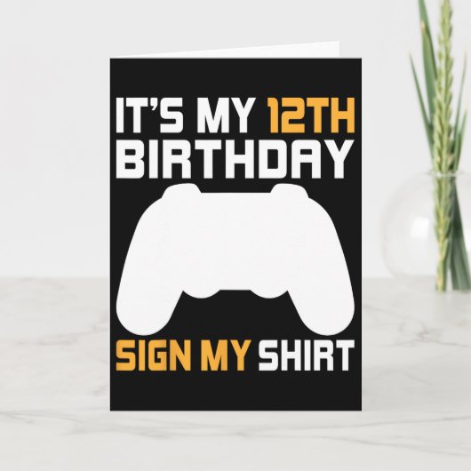 私の12歳の誕生日 サインTシャツ ビデオゲーマー 12 カード (正面)