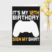 私の12歳の誕生日 サインTシャツ ビデオゲーマー 12 カード (黄色い花)