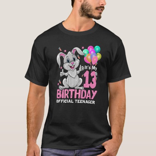 私の13誕生日うさぎ13誕生日13年 Tシャツ (正面)