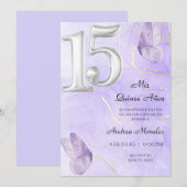 私の15歳の誕生日パーティーへの招待状（Mis Quince 15 años） 招待状 (正面/裏面)