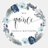 私の15歳の誕生日, スペイン語, 青い花のリース ラウンドシール (正面)