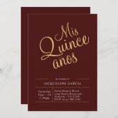 私の15歳の誕生日 赤金 現代のキンチェアネラ 招待状 (正面/裏面)