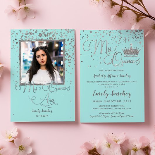 私の15歳の青い銀のトレンディなスペインの写真I 招待状