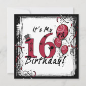 私の16歳の誕生日パーティーのグランジ招待状 招待状 (正面)