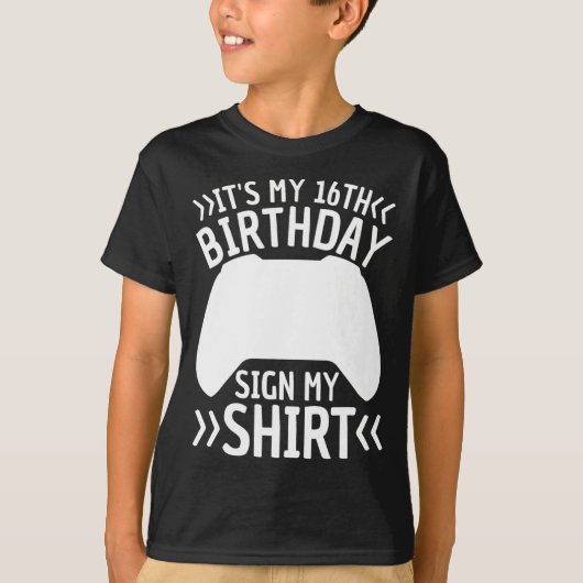 私の16誕生日は私のシャツに署名16歳の男の子が Tシャツ (正面)
