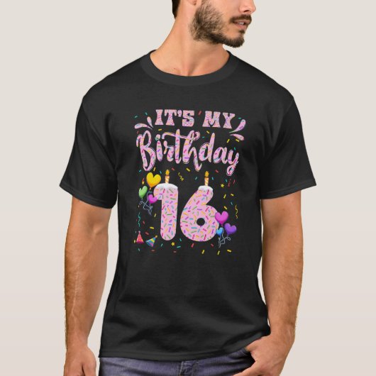 私の16誕生日ガールドーナツハッピー16年 Tシャツ (正面)