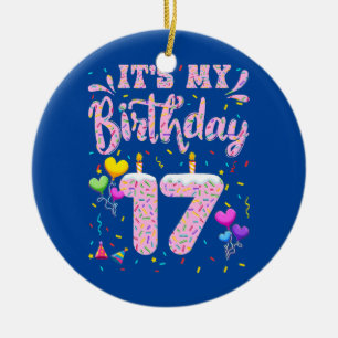 私の17誕生日ガールドーナツハッピー17 セラミックオーナメント