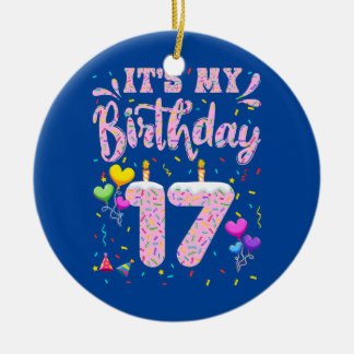 私の17誕生日ガールドーナツハッピー17 セラミックオーナメント