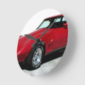 私の1979レッドコルベット ラウンド壁時計 (傾斜)