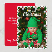 私の1stクリスマスキュートベビーフォトホリデー シーズンカード (正面/裏面)