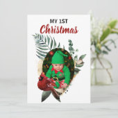 私の1stクリスマスツー新生児写真ホリデイ シーズンカード (スタンド正面)