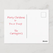 私の1stクリスマスフォトパインオーナメントホリデー ポストカード (裏面)