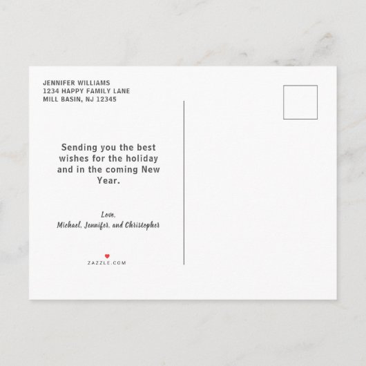 私の1stクリスマス新生児フォトホリデー インビテーションポストカード (裏面)