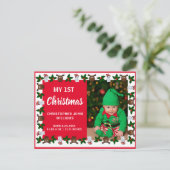 私の1stクリスマス新生児フォトホリデー インビテーションポストカード (スタンド正面)