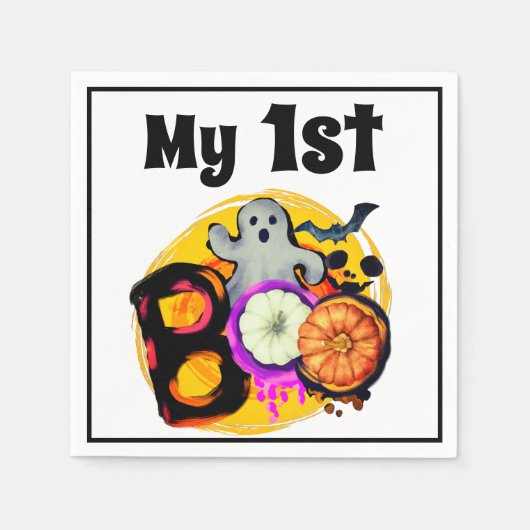 私の1stブカワイイ幽霊ベビーの1stハロウィーン スタンダードカクテルナプキン (正面)