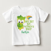 私の1st.パトリックの日かわいいグリーンフクロウカスタムル ベビーTシャツ (正面)