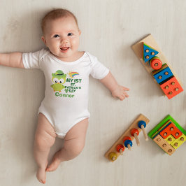 私の1st.パトリックの日かわいいフクロウ ベビーボディスーツ