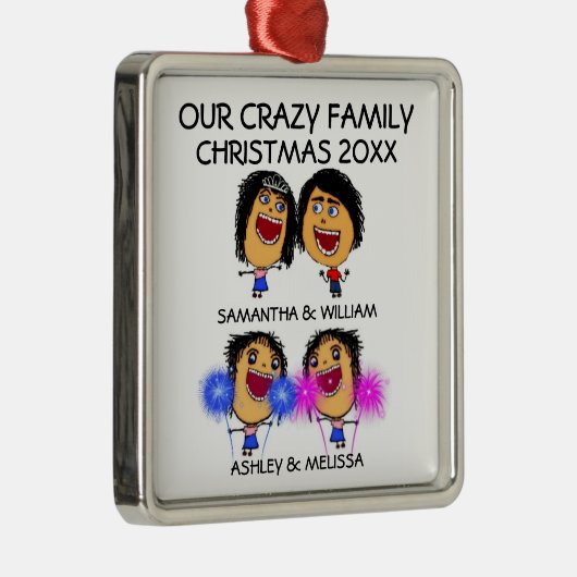 私の2人の娘を愛する漫画のクリスマスオーナメント メタルオーナメント (右)