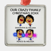 私の2人の娘を愛する漫画のクリスマスオーナメント メタルオーナメント (正面)