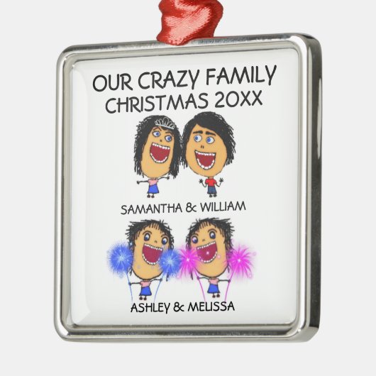 私の2人の娘を愛する漫画のクリスマスオーナメント メタルオーナメント (左)