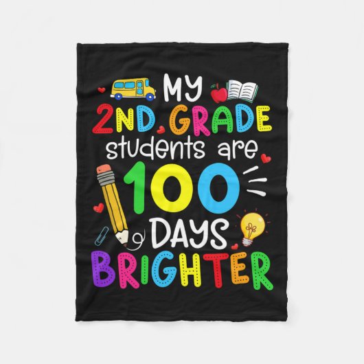 私の2年生は100人の日が明るい100番目 フリースブランケット (正面)