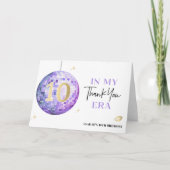 私の2桁の時代パープルディスコ10誕生日 サンキューカード (正面)