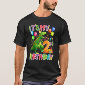 私の2歳の誕生日の恐竜ボーイズ子供の誕生日 Tシャツ