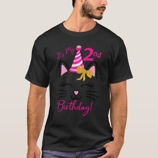 私の2歳の誕生日ガールキャット誕生日2歳 Tシャツ (正面)