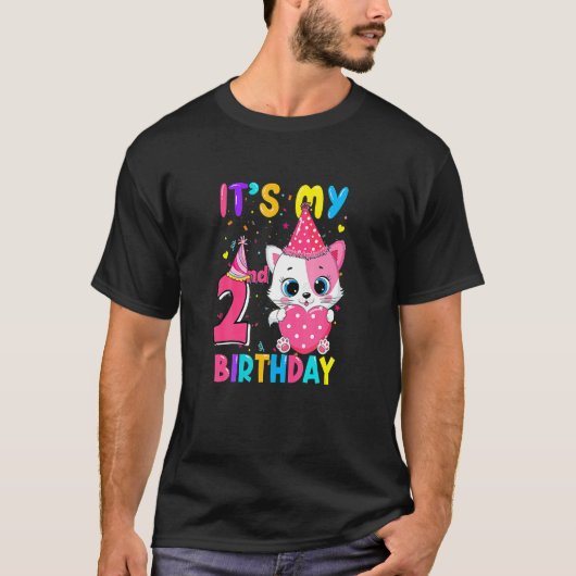 私の2歳の誕生日ガールキャット誕生日 Tシャツ (正面)