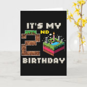 私の2歳の誕生日 ピクセルゲーム2 ケーキ ゲーマー男子 キッズ カード (黄色い花)