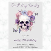 私の20代のスカル花任意の年の誕生日 招待状