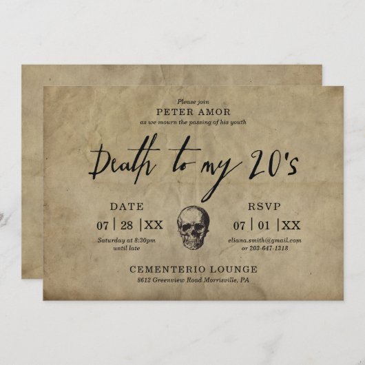 私の20代のパーティーは死んだ 招待状 (正面/裏面)