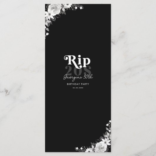 私の20代の黒い30歳の誕生日パーティーに裂け メニュー (裏面)