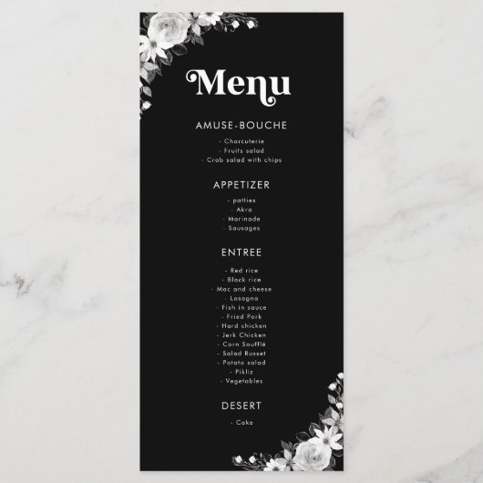 私の20代の黒い30歳の誕生日パーティーに裂け メニュー (正面)