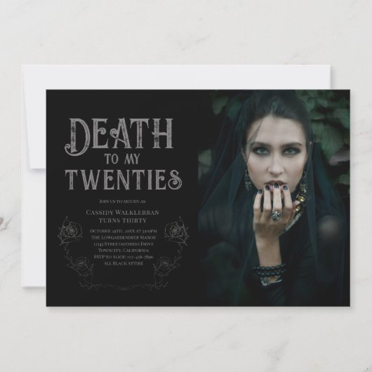 私の20代への死の写真30歳の誕生日 招待状 (正面)