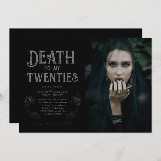私の20代への死の写真30歳の誕生日 招待状 (正面/裏面)