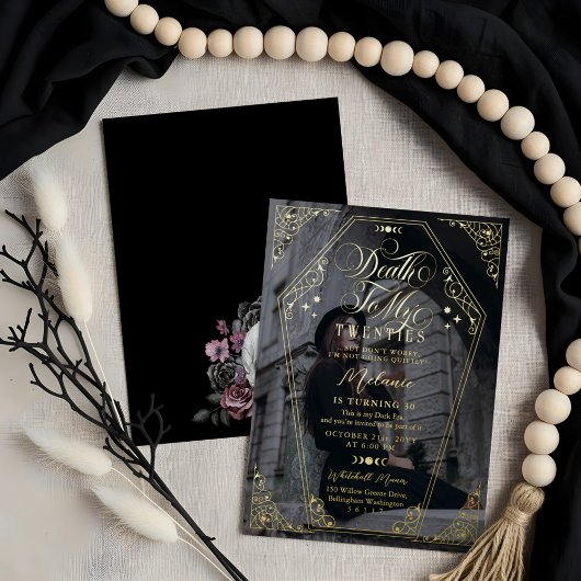 私の20代ゴシックの棺の誕生日パーティーへの死 箔招待状