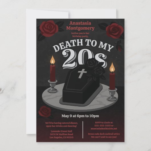 私の20代ゴシック人への女性の暗い30歳の誕生日の死 招待状 (正面)