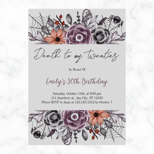 私の20代ハロウィーン任意の年の誕生日パーティーへの死 招待状