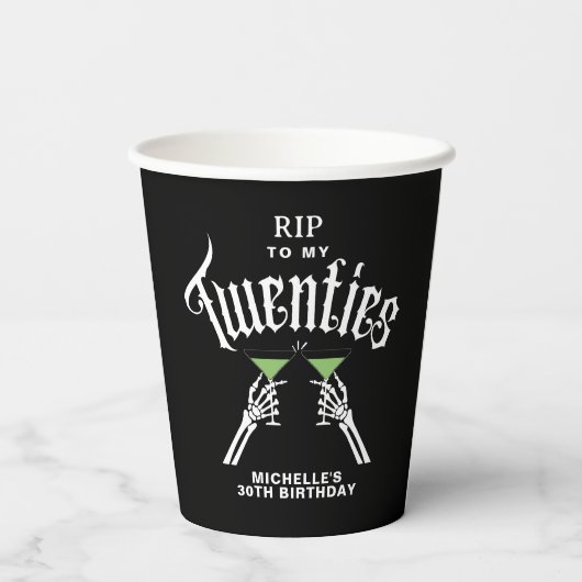 私の20代30歳の誕生日に白黒RIP 紙コップ (裏面)