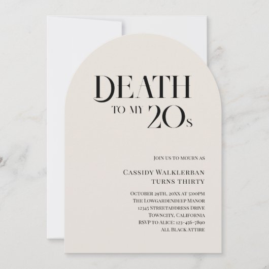 私の20代30歳の誕生日の死 招待状 (正面)