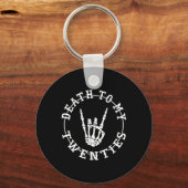 私の20代30歳の誕生日スケルトン手にハロー キーホルダー (正面)