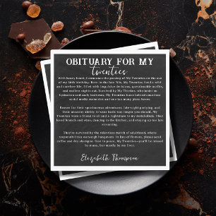 私の20代RIP 20の30歳の誕生日のための死亡記事 スタンダードランチョンナプキン