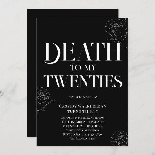 私の20歳の誕生日に死ぬ 招待状 (正面/裏面)