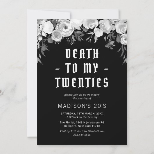 私の20歳の30歳の誕生日パーティーの死 招待状 (正面)
