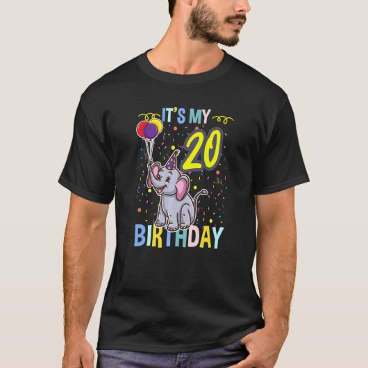 私の20誕生日ゾウ動物 Tシャツ (正面)