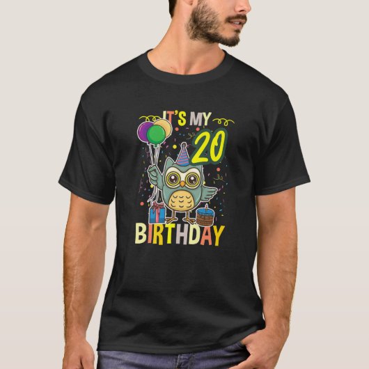 私の20誕生日フクロウ恋人 Tシャツ (正面)