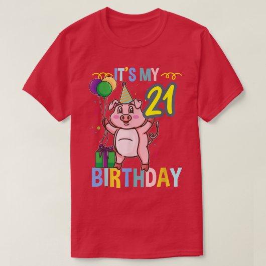 私の21歳の誕生日かわいい豚 Tシャツ (デザイン正面)